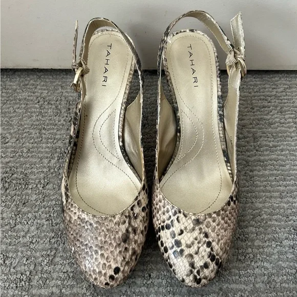Tahari Python Print Slingback Heels - Picture 2 of 5